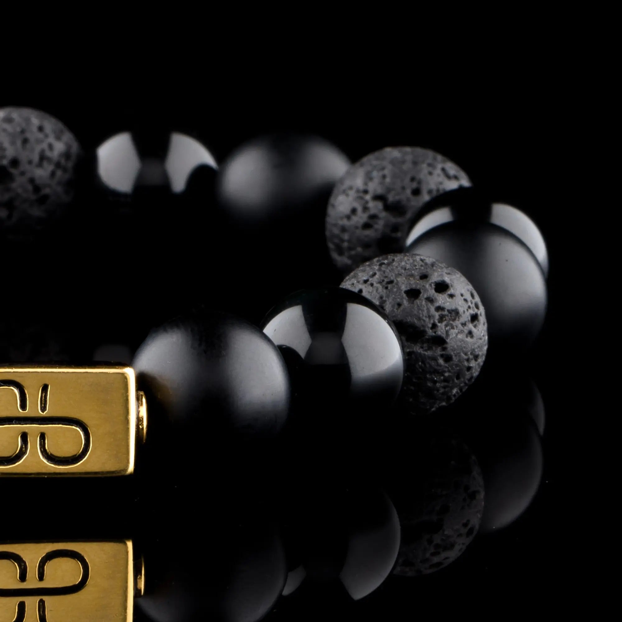 BLACK MIXED GOLD VERMEIL BRACELET (12MM)
