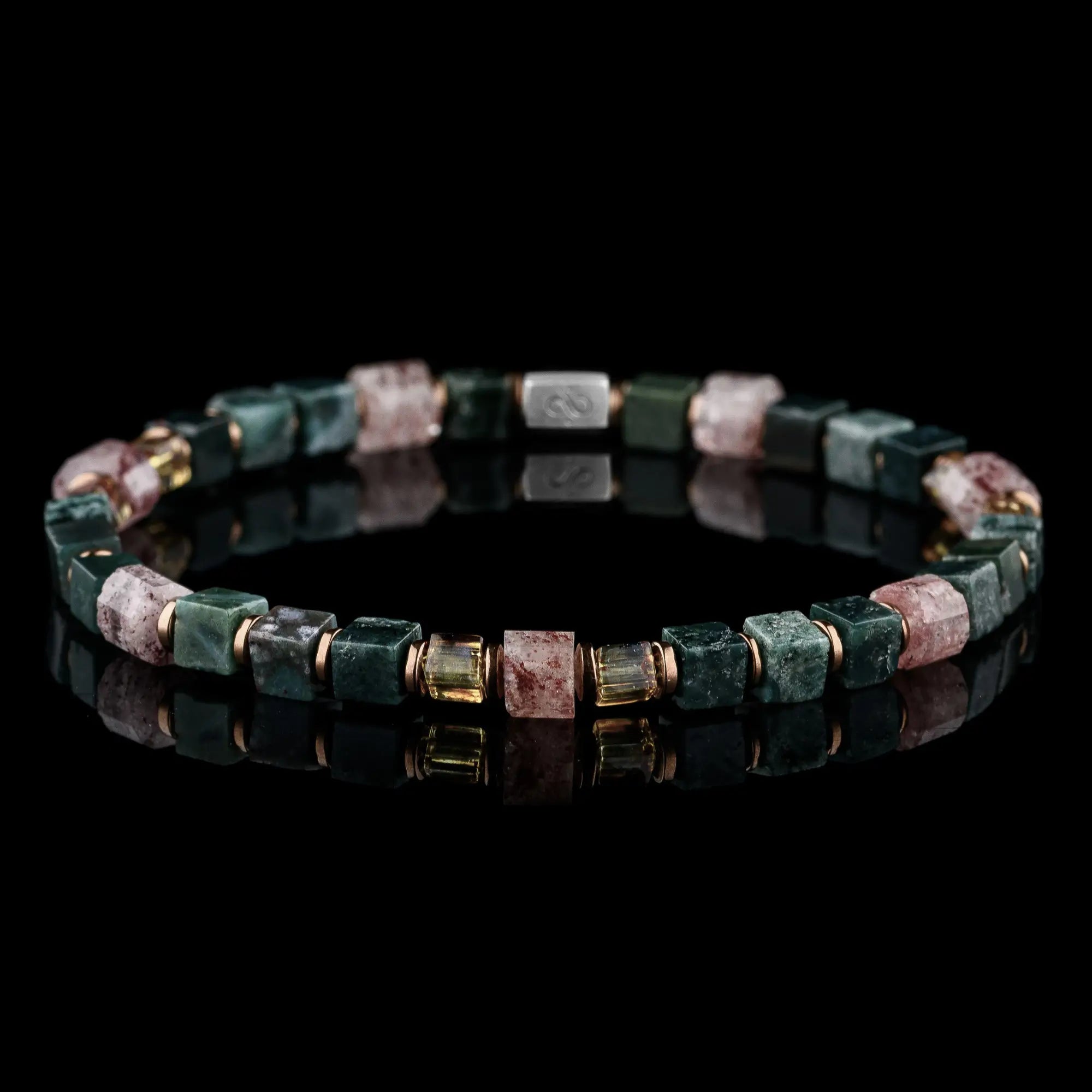 STRAWBERRY QUARTZ - INDIAN AGATE BRACELET I (4MM)