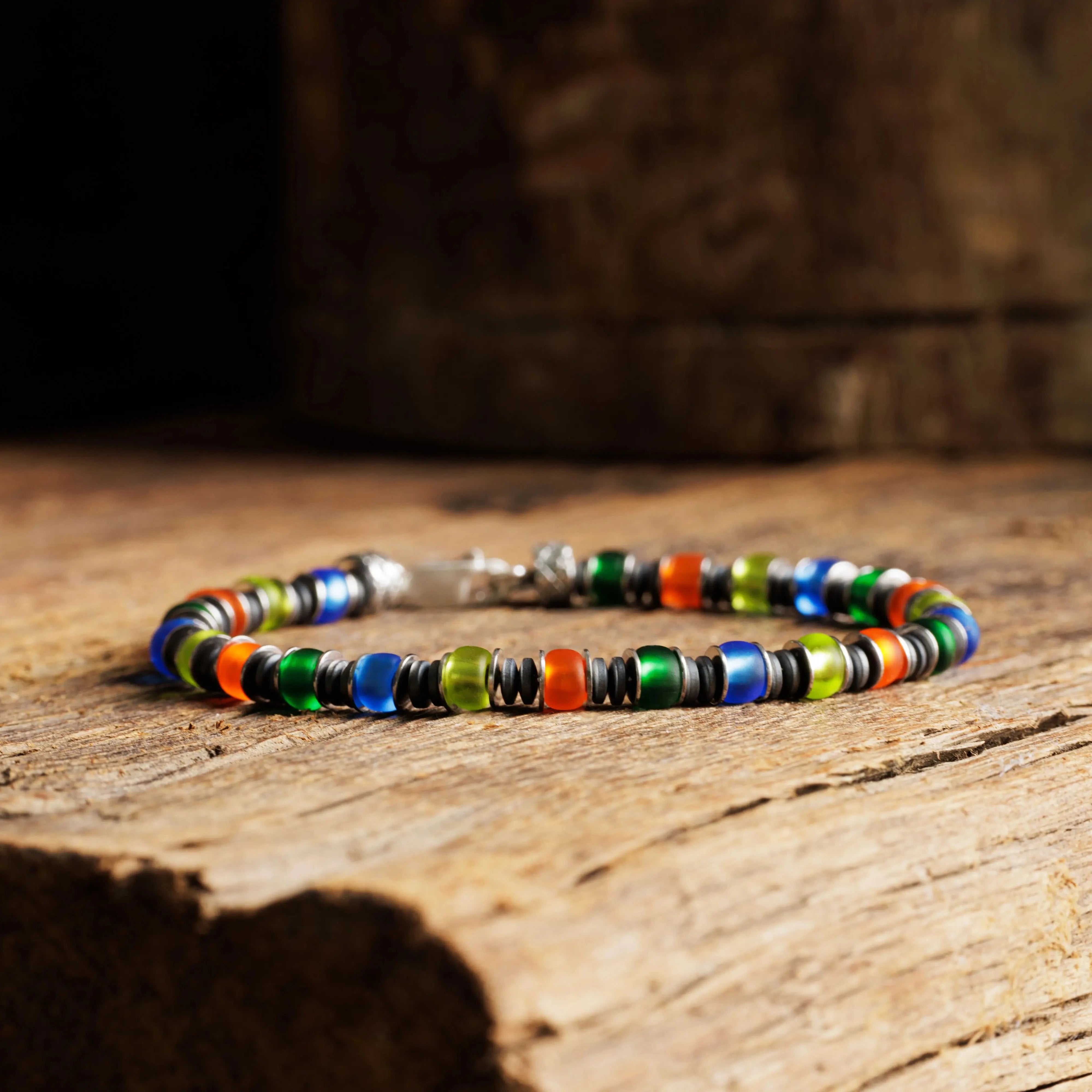 MULTICOLOR SILVER & HEMATITE BRACELET VI (6MM)