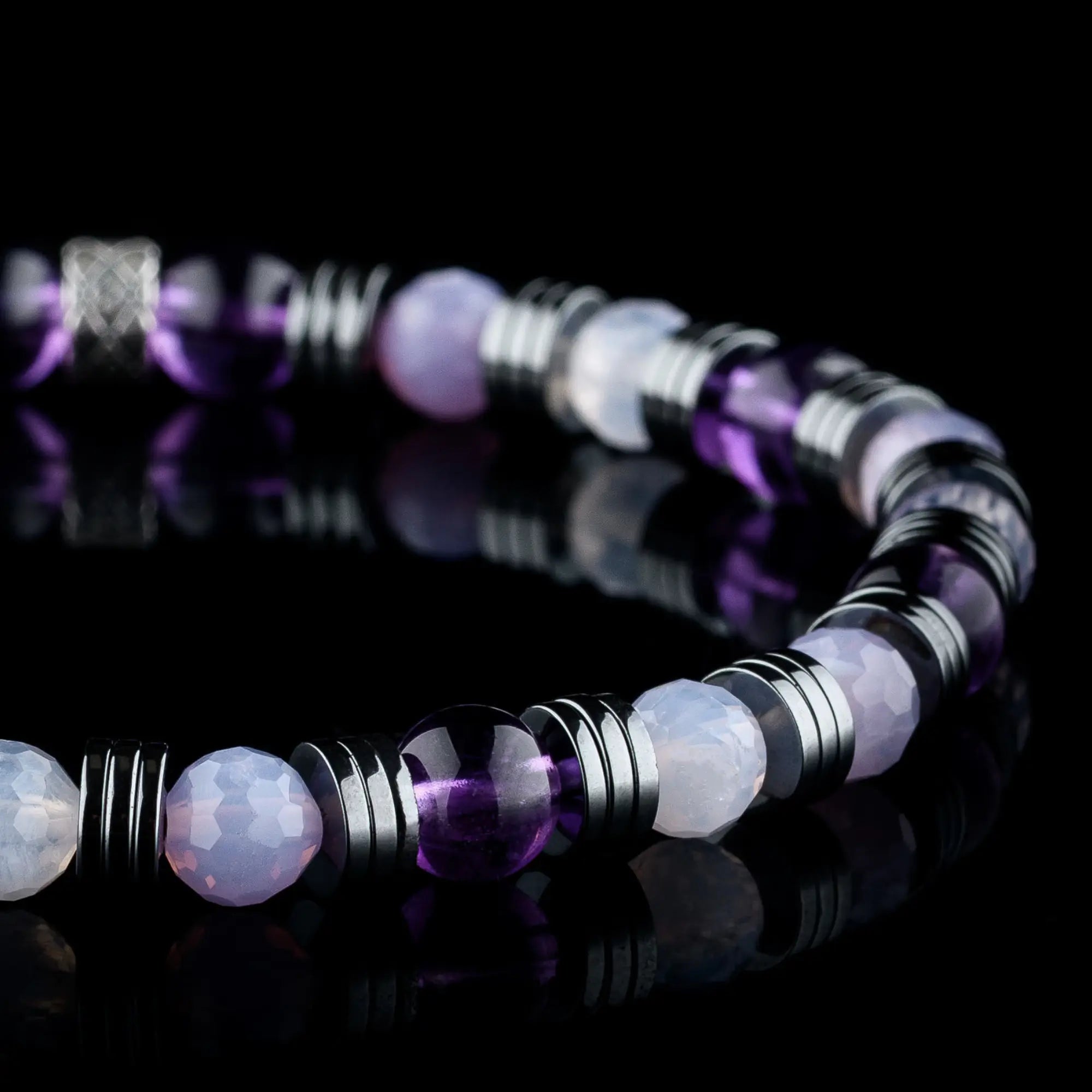 PURPLE CHALCEDONY - AMETHYST BRACELET I (6MM)