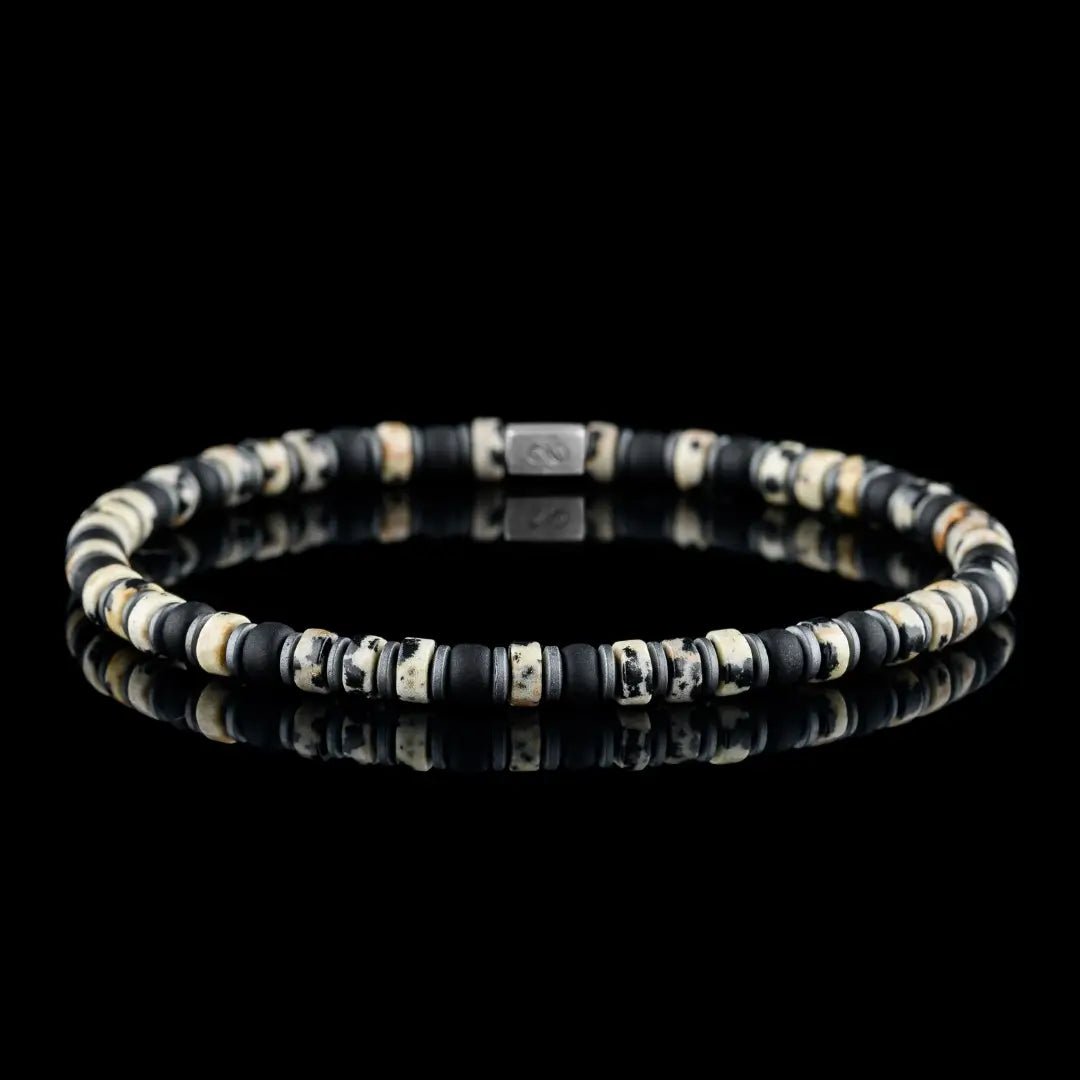 DALMATIAN JASPER - BLACK BRACELET II (4MM)