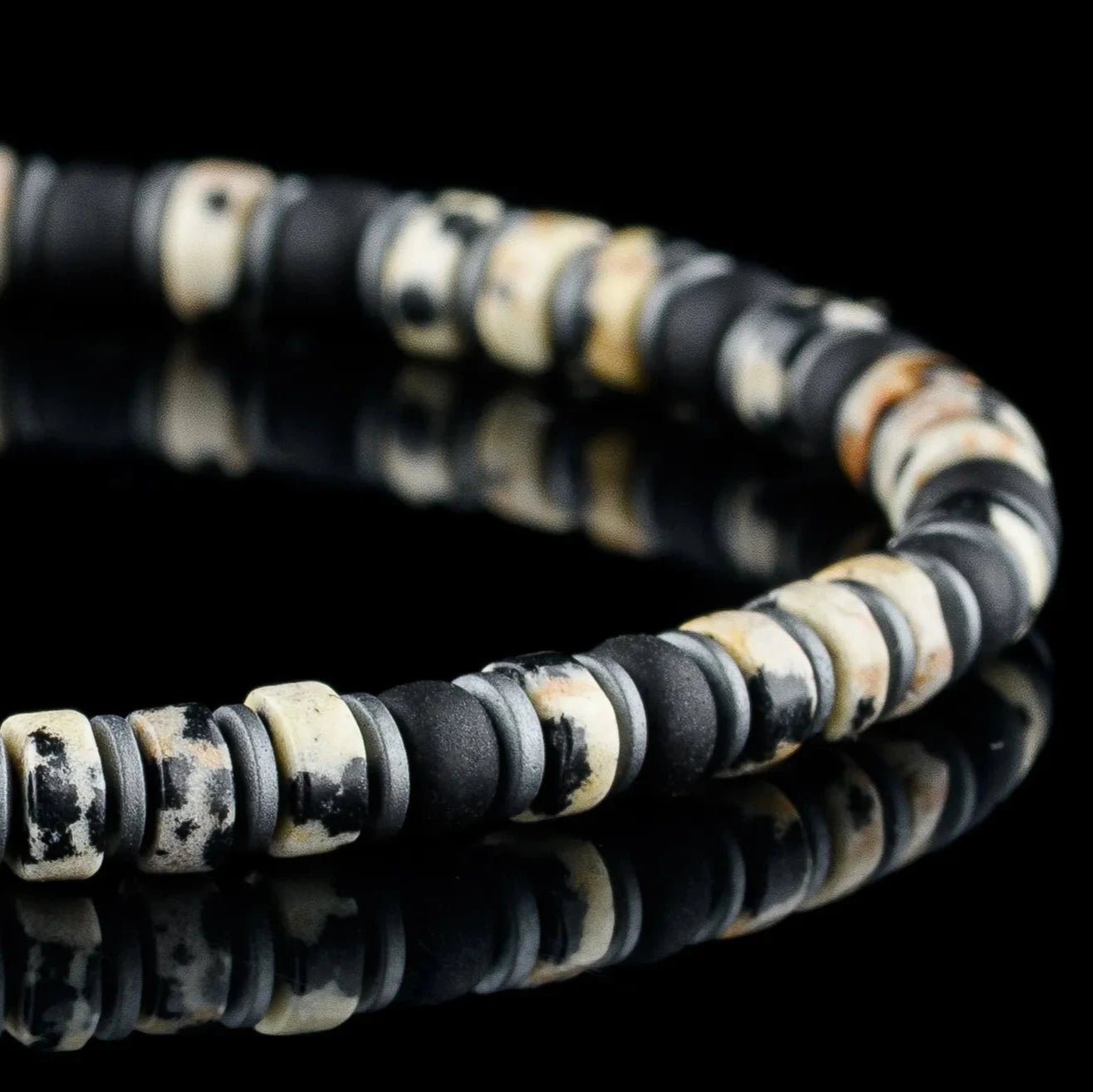 DALMATIAN JASPER - BLACK BRACELET II (4MM)