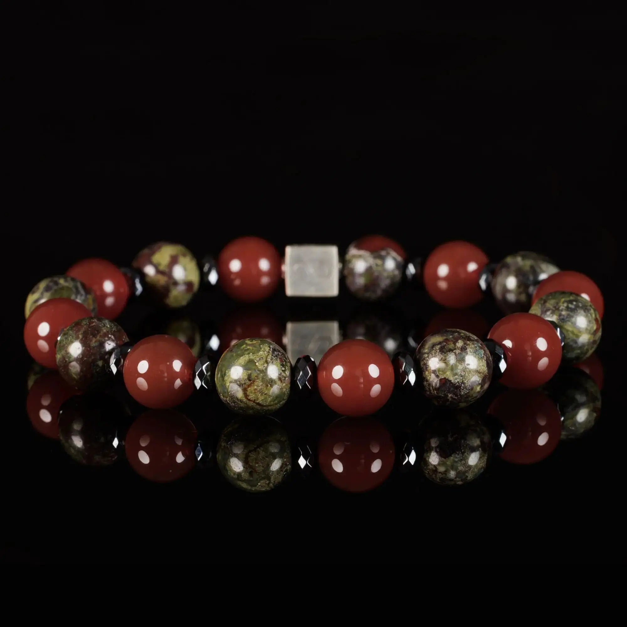 DRAGON BLOOD JASPER - CARNELIAN BRACELET IV (10MM)