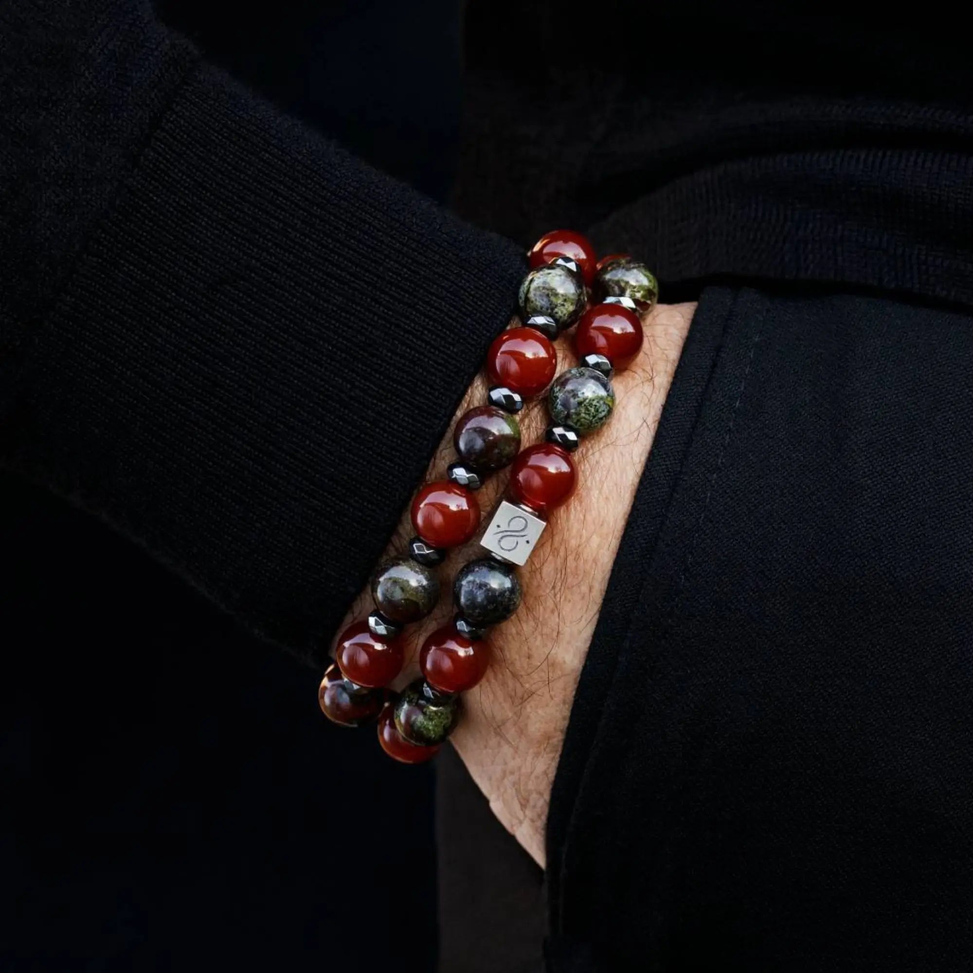 DRAGON BLOOD JASPER - CARNELIAN BRACELET IV (10MM)