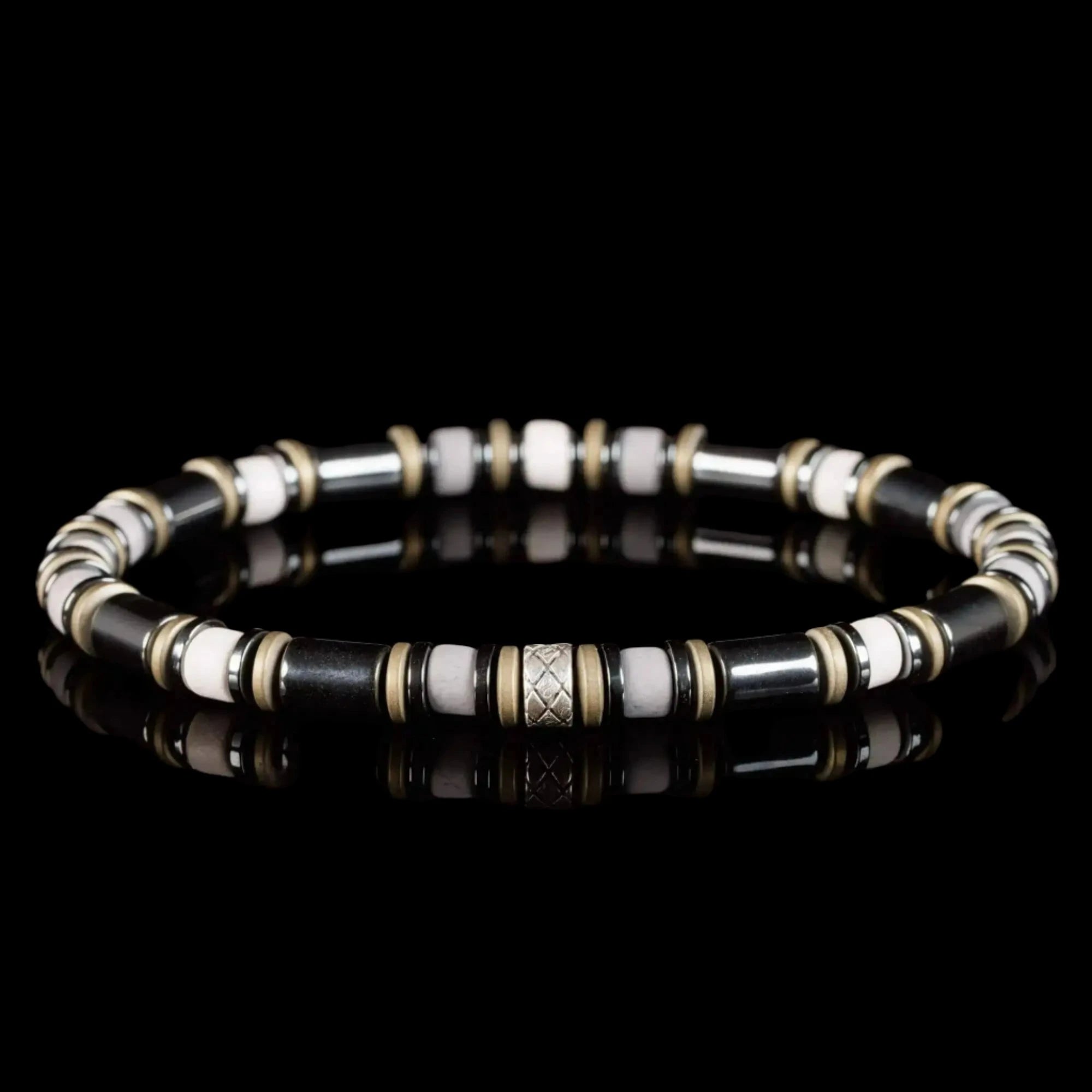 HEMATITE - GREY/WHITE BRACELET I (6MM)