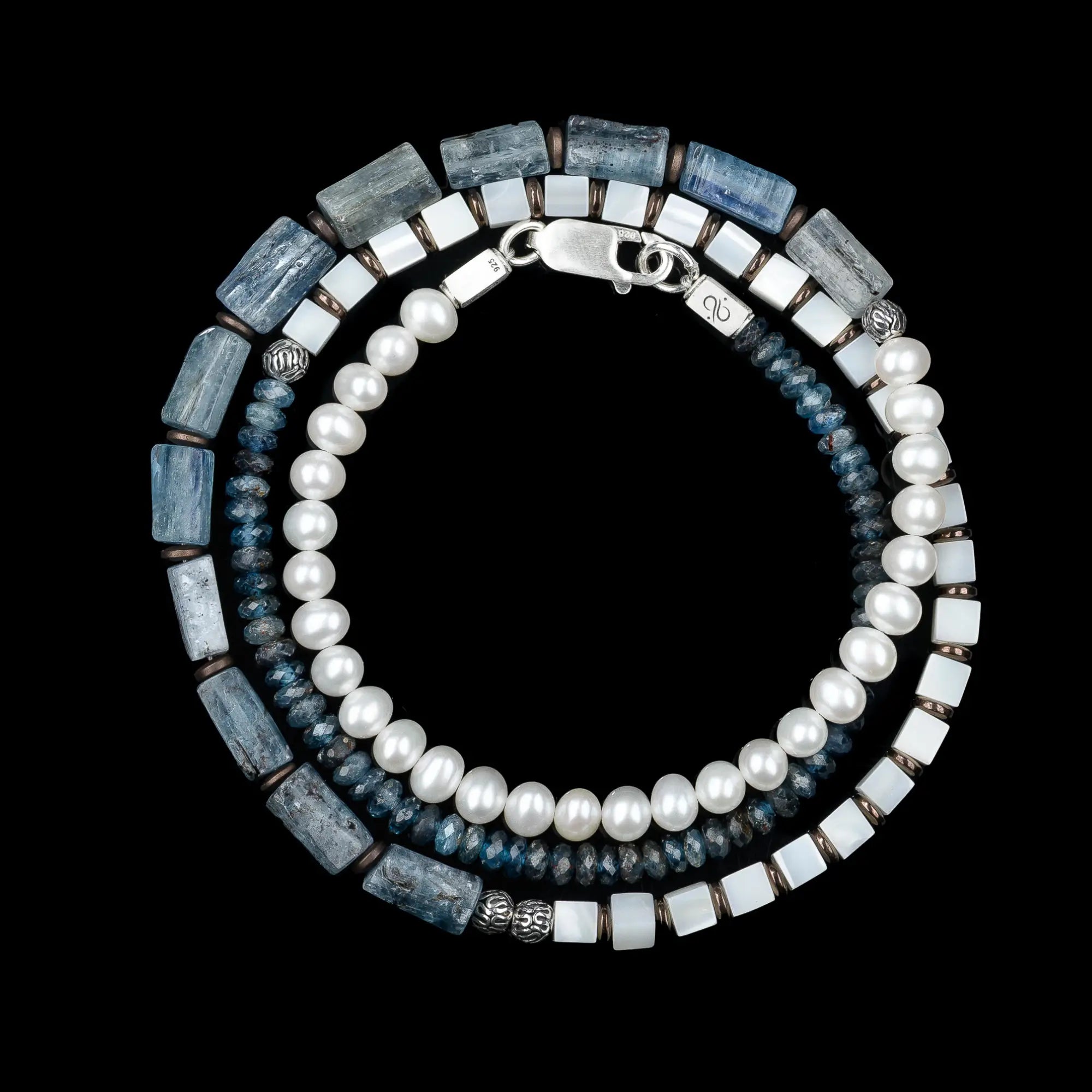 BLUE/WHITE WRAP BRACELET I (4-6MM)