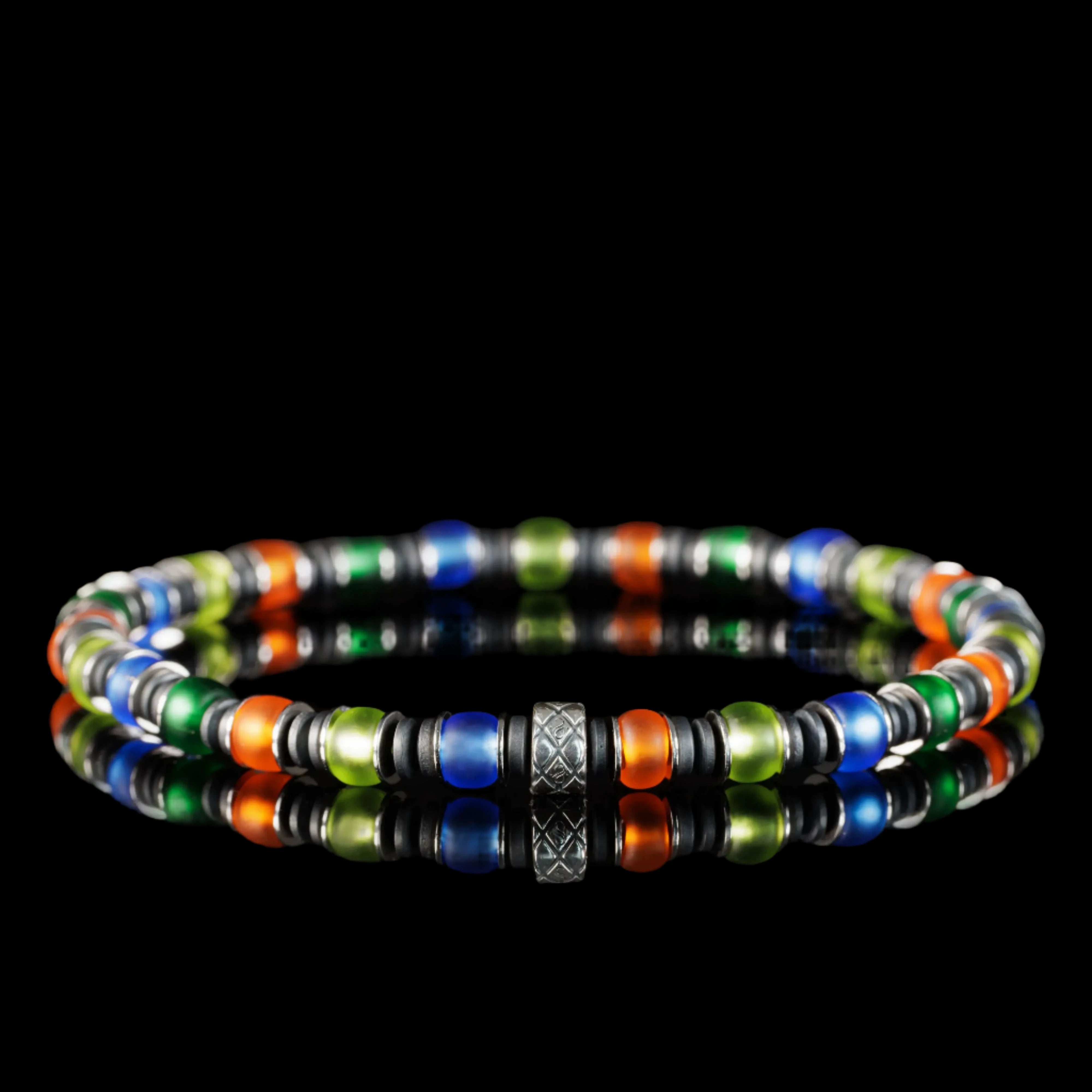 MULTICOLOR SILVER & HEMATITE BRACELET V (6MM)