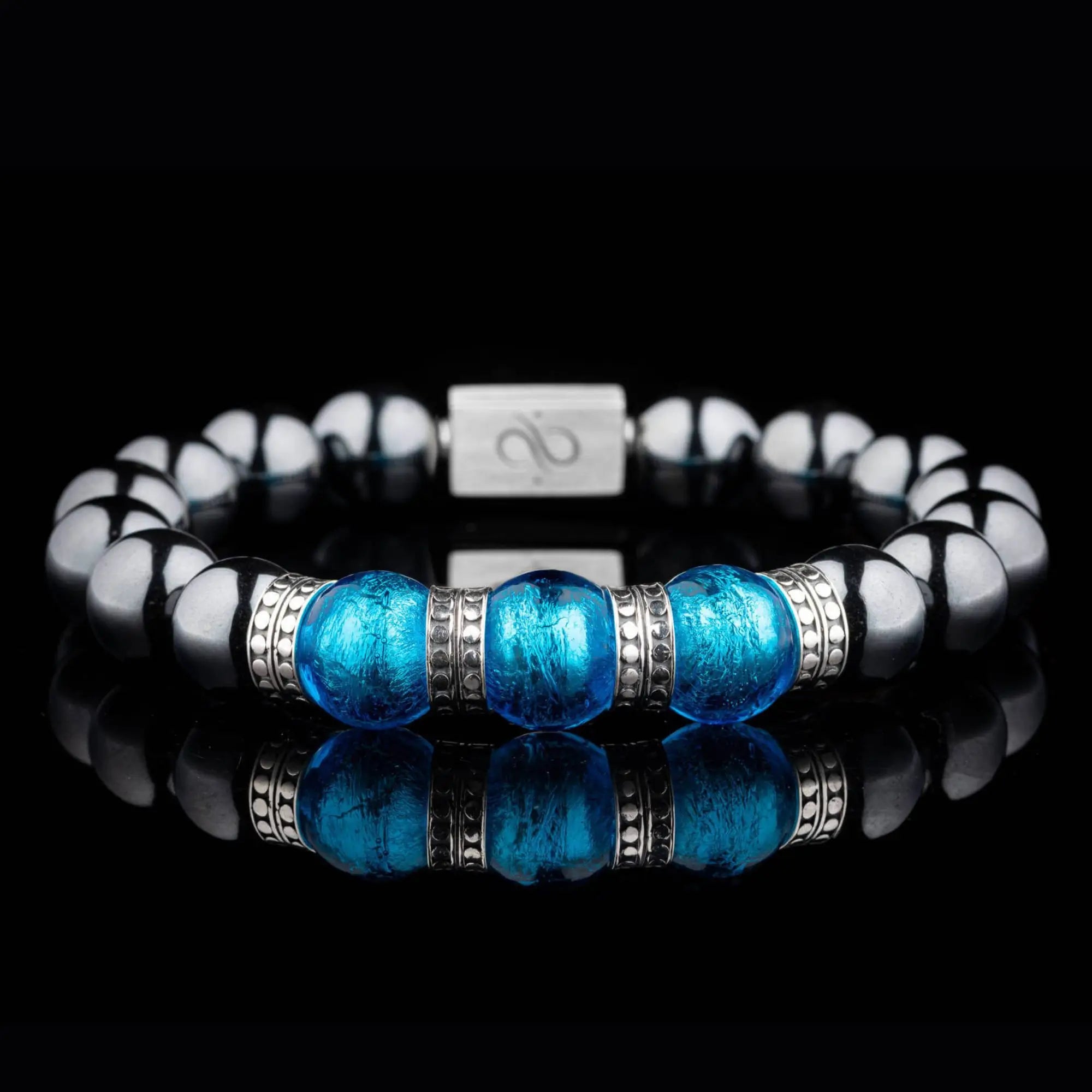 BLUE MURANO - HEMATITE BRACELET VI (12MM)